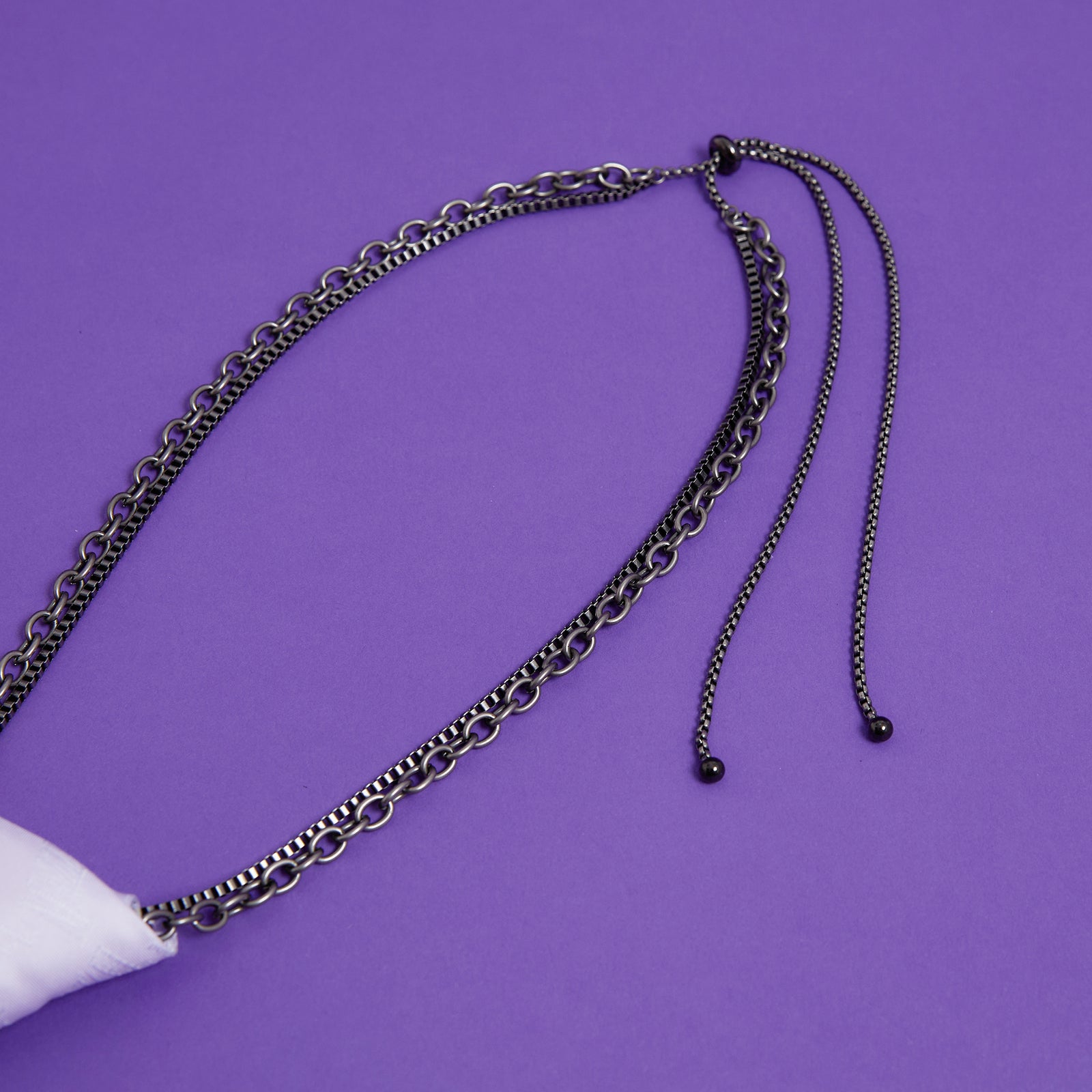 MAZZEL ストライプシャツ M ネクタイネックレス BLACK purple Shall we hit the Banquet?] ネクタイネックレス PURPLE – BMSG