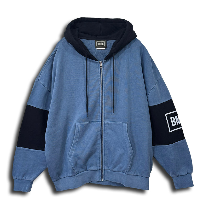 BMSG Two-tone Zip Hoodie BLUE